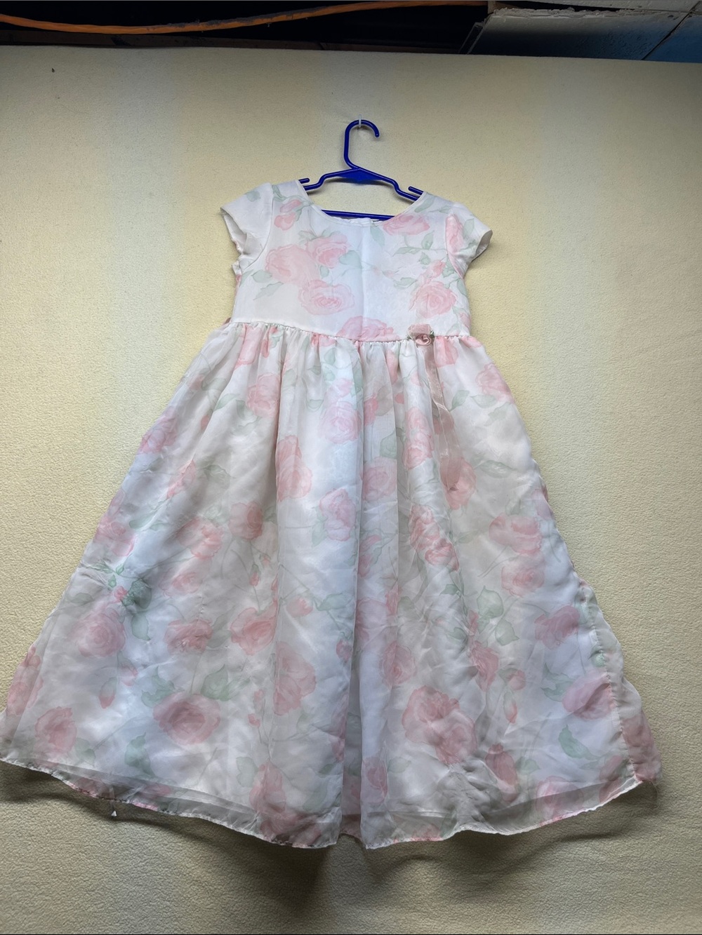 Girls Floral Pink & White Party Dress